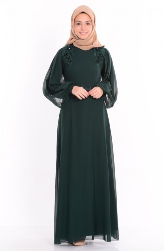 Green Hijab Evening Dress 52553-04
