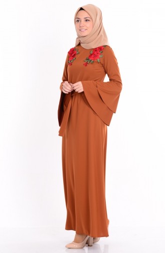 Tan Hijab Dress 1034-01