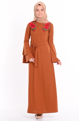 Tan Hijab Dress 1034-01