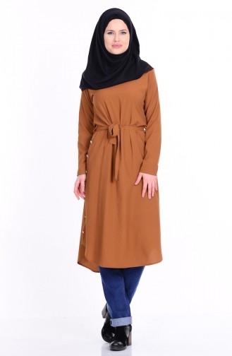 Düğmeli Tunik 3093-12 Camel