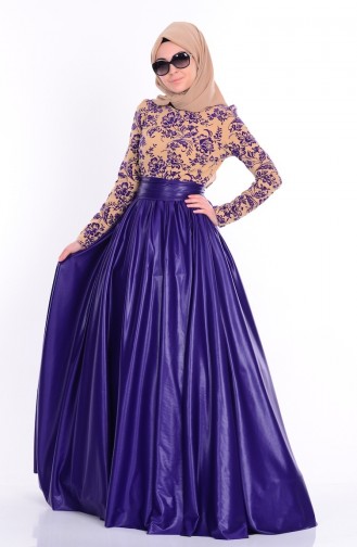 Purple Hijab Evening Dress 1088-04