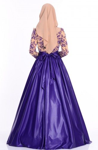 Purple Hijab Evening Dress 1088-04