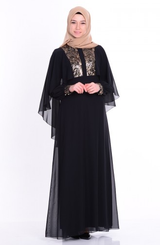 Schwarz Hijab Kleider 52552-02