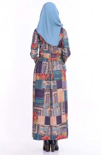 Navy Blue Hijab Dress 6113-02