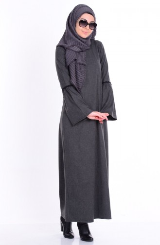 Rauchgrau Hijab Kleider 1284-01