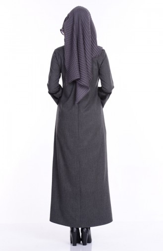 Rauchgrau Hijab Kleider 1284-01