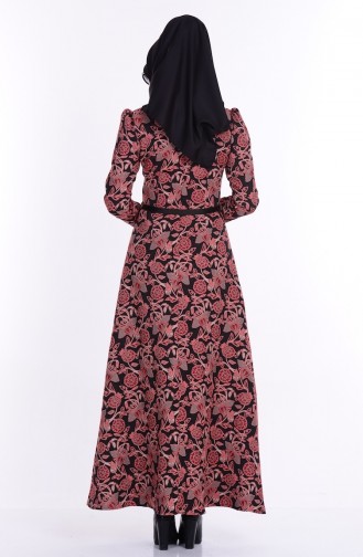 Weinrot Hijab Kleider 2653-01