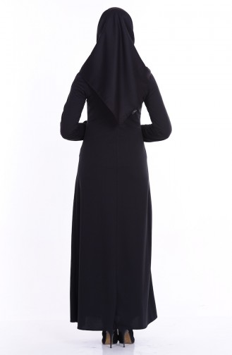Düğme Detaylı Elbise 1036-02 Siyah
