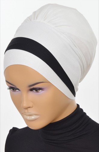 BONNET DEUX COULEUR-CREME-NOİR B0002-8-6 0002-8-6