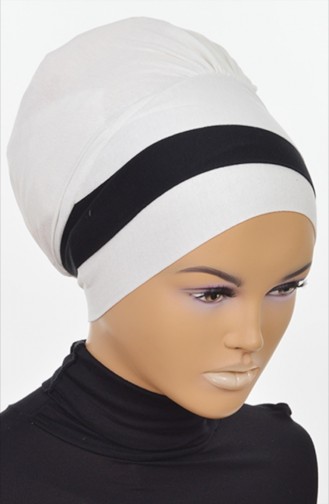 BONNET DEUX COULEUR-CREME-NOİR B0002-8-6 0002-8-6