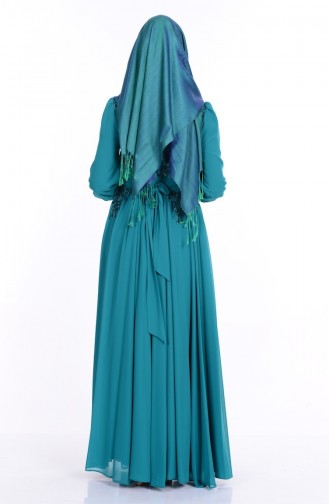 Emerald Green Hijab Evening Dress 6877-01