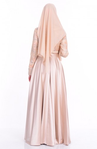 Abendkleid aus Satin 6885-02 Beige Lachs 6885-02