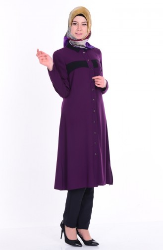 Kreppstoff Tuniks mit Hemdkragen 5576-02 Lila 5576-02