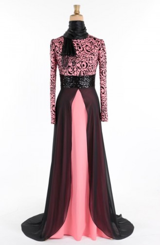 Pink Hijab Evening Dress 1017-01