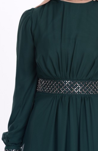 Bead detail Chiffon Dress   1731-05 Emerald Green  1731-05