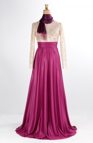 Lilac Hijab Evening Dress 1043-03