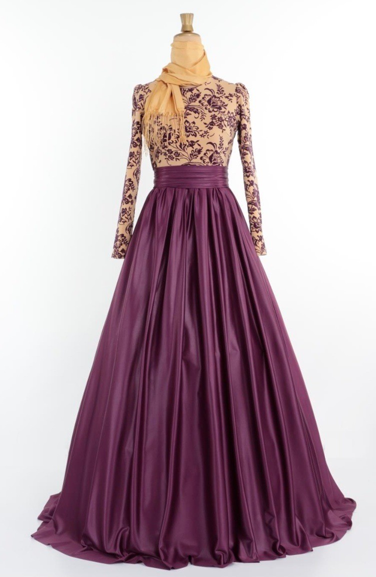 plum and gold dress