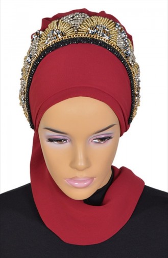 TURBAN PRET MOUSSELİNE-BORDEAUX HT-0010-7 0010-7