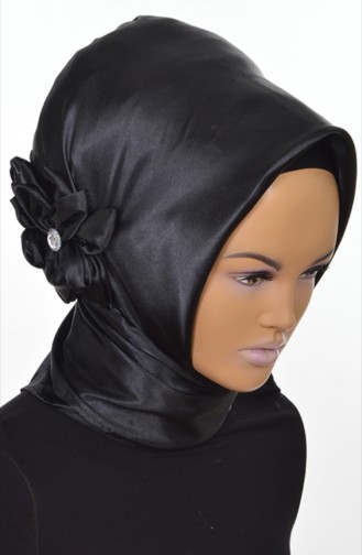 Hazır Saten Türban Siyah HT-0035-19