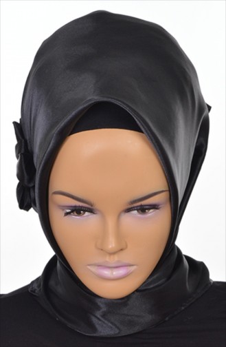Hazır Saten Türban Siyah HT-0035-19