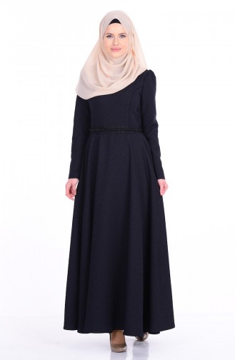 Güpür Detaylı Kloş Elbise 7060-01 Siyah