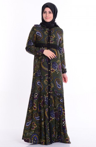 Green Hijab Dress 0796-03