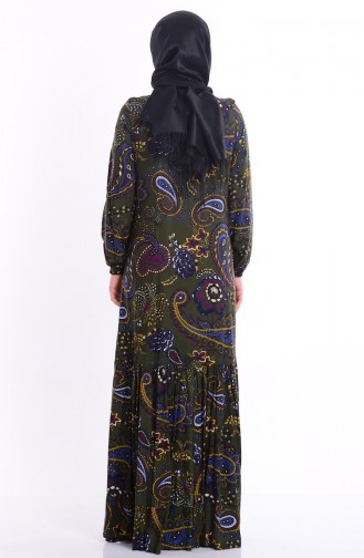 Grün Hijab Kleider 0796-03