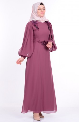 Dusty Rose Hijab Evening Dress 52553-05