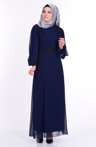 Dunkelblau Hijab-Abendkleider 52553-06