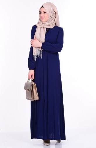 Navy Blue Hijab Dress 1134-06