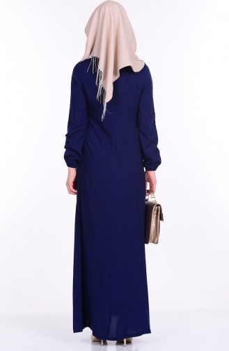 Navy Blue Hijab Dress 1134-06