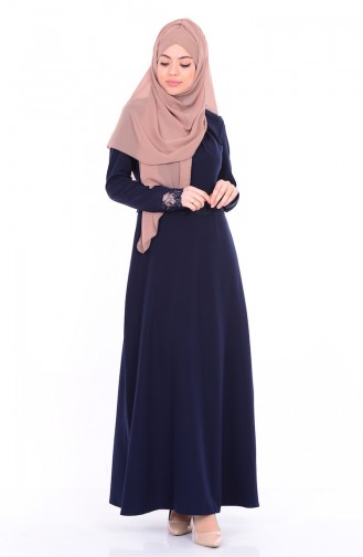 Navy Blue Hijab Dress 1778-01