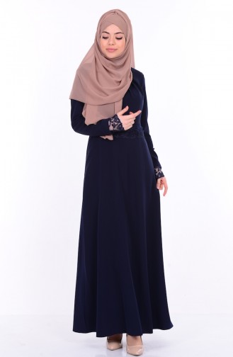 Navy Blue Hijab Dress 1778-01