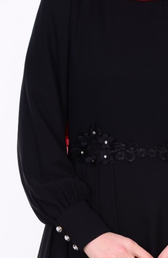 Black Hijab Evening Dress 52559-04