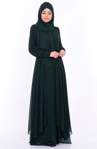 Green Hijab Evening Dress 52559-02