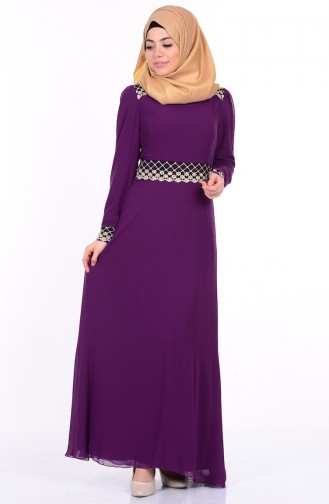 Purple Hijab Evening Dress 4069-07