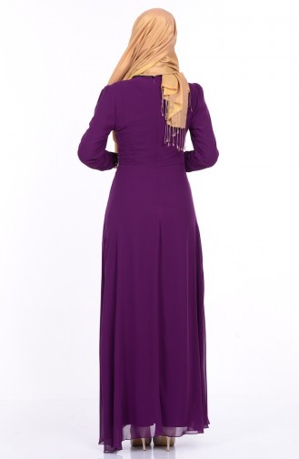 Purple Hijab Evening Dress 4069-07