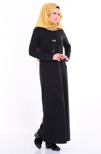 Schwarz Hijab Kleider 2678-01