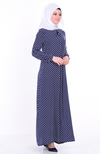 Navy Blue Hijab Dress 1147-04