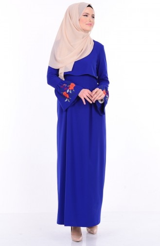 Saks-Blau Hijab Kleider 4126-05