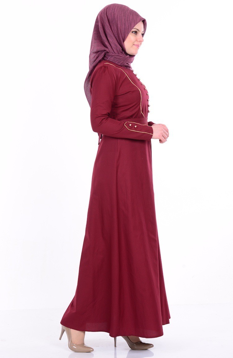 burgundy dress with navy shoes Meagan Burgundy Drop Waist Dress main image 1