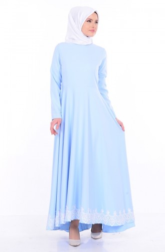 Robe Hijab Bleu Bébé 4120-09