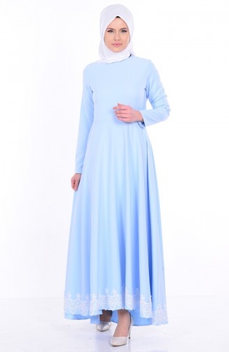 Robe Hijab Bleu Bébé 4120-09