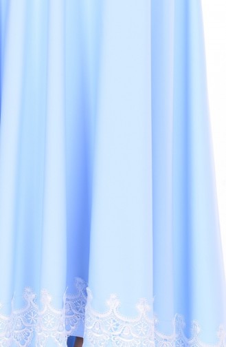 Dantel Detaylı Asimetrik Elbise 4120-09 Bebe Mavi