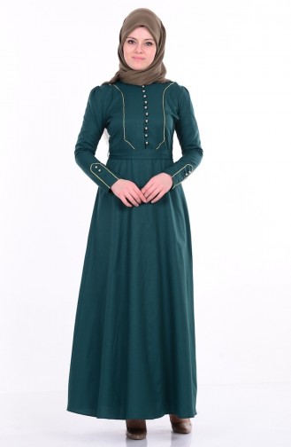 Emerald Green Hijab Dress 2244-04