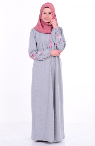 Grau Hijab Kleider 1295-07