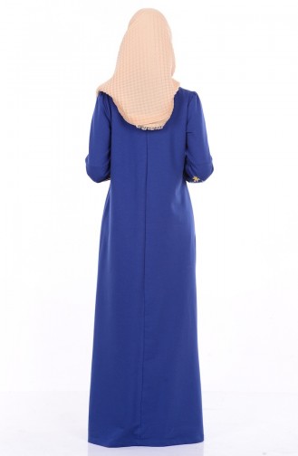 İşlemeli Elbise 1295-06 İndigo