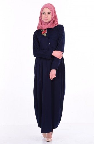 Navy Blue Hijab Dress 7243-01