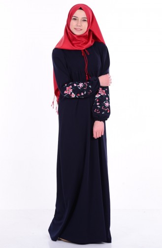 Dunkelblau Hijab Kleider 1295-03
