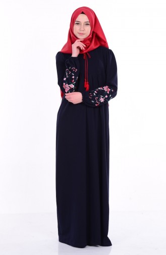 Navy Blue Hijab Dress 1295-03
